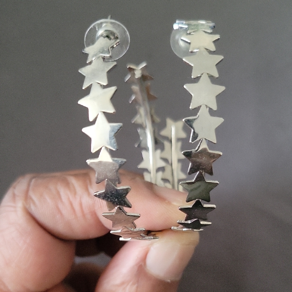 SilverHoop star Earrings